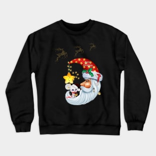 Little christmas mouse on the moon Crewneck Sweatshirt